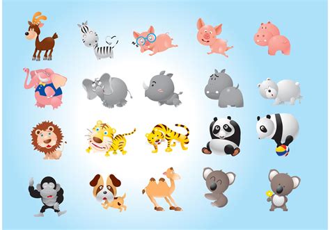 Pack De Dibujos Animados De Animales Descargue Gráficos Y Vectores Gratis