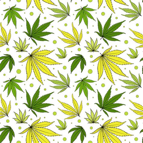Cannabis Leaves Vector Seamless Pattern Green Weed Digital Paper On A
