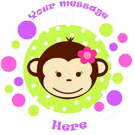 Pink Mod Monkey Face Image Edible Cake Topper Decoration Ebay