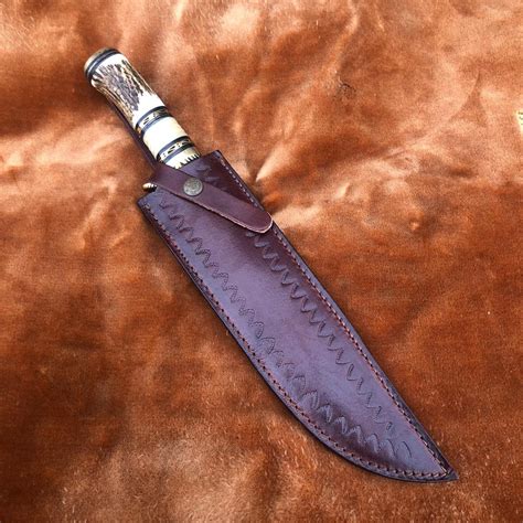 Deer Huntsman Knife Custom Handmade Damascus Blade Hunting Etsy