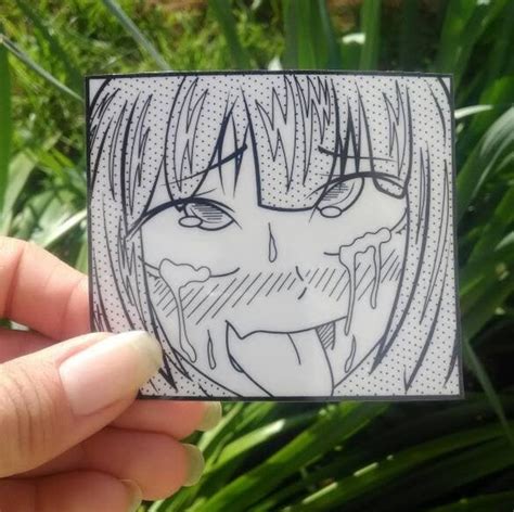 Sticker Pvc Laminated Ahegao Face Waifu Lewd Girl Anime Etsy