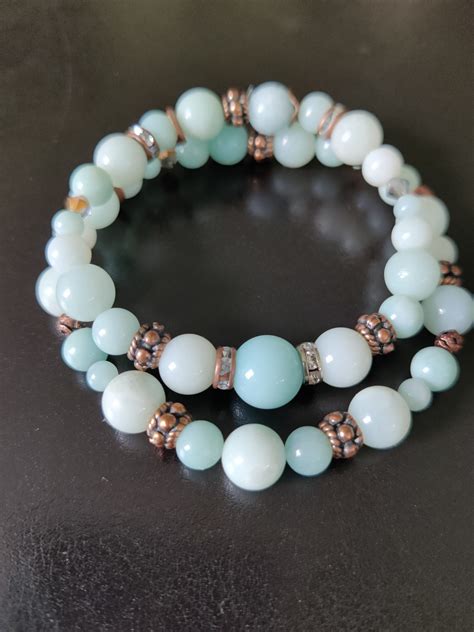Amazonite Bracelet With Copper Accents Naked Fairy Healing Crystals