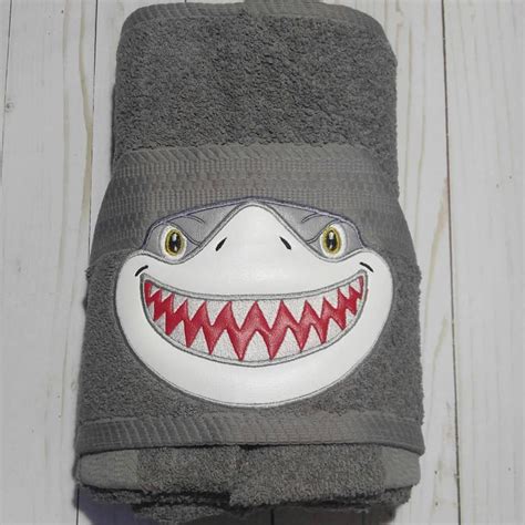 Personalized Shark Hooded Towel Embroidered Hooded Towel Etsy