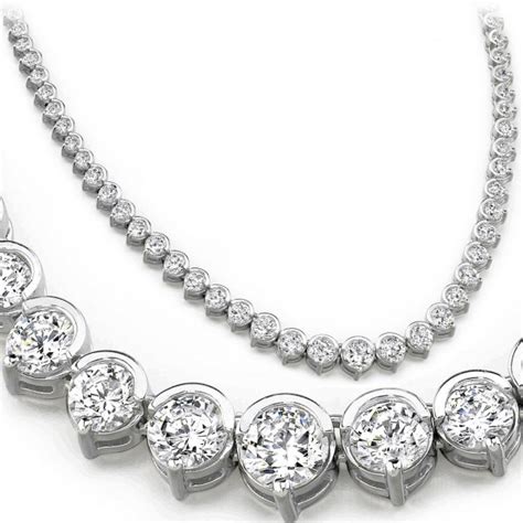 10 Ct Round Diamond Graduated Tennis Necklace Half Bezel 16 Inch