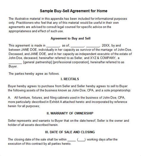17 Sample Buy Sell Agreement Templates Sample Templates