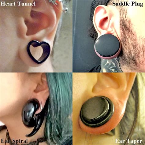 Bog Pair Black Heart Ear Tunnel Gauge Acrylic Ear Spiral Plugs Ear