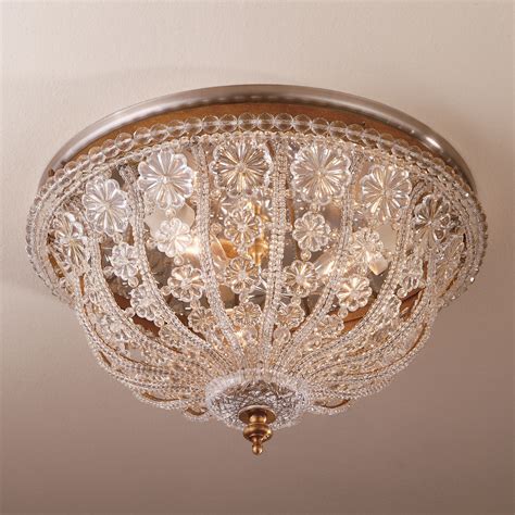 Mounts flush with the ceiling with little or no space between the fixture and the ceiling itself. Wildwood 7806 Crystal Dome Flush Mount Ceiling Light Fixture