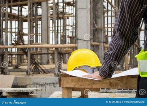 Professional Engineer Worker At The Construction Site Stock Image
