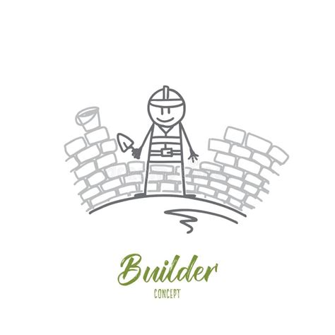 Builder Concept Hand Drawn Isolated Vector Stock Vector Illustration