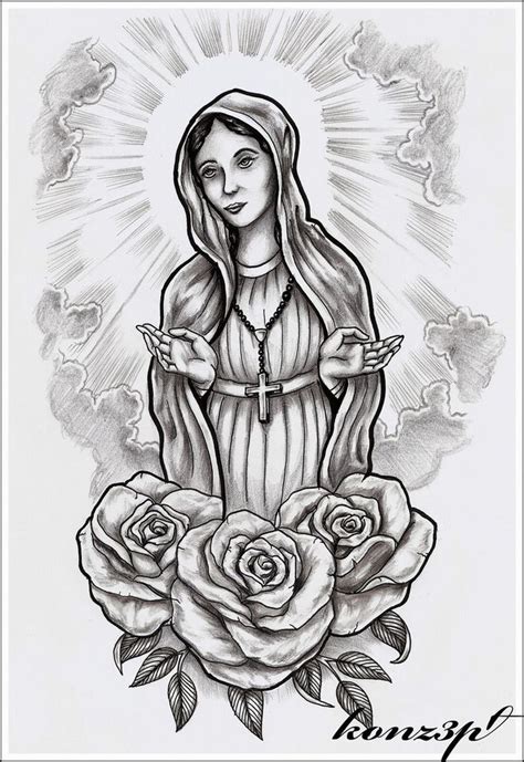 Holy Mary Mary Tattoo Gothic Tattoo Virgin Mary Tattoo