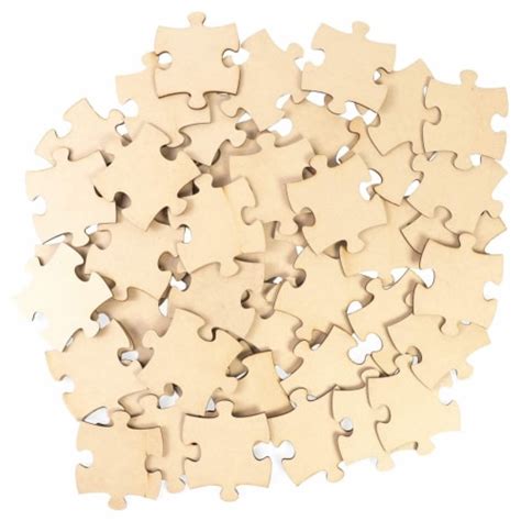 50 Pieces Unfinished Wooden Puzzle Pieces Cutouts For Diy Craft 3 X 3