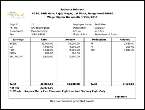Salary Slip Or Payslip Format Validity C Importance And Components