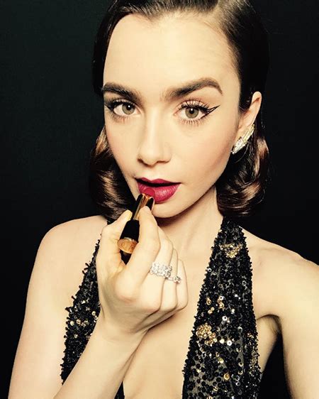 Celebrity Fashionista Lily Collins Oscar Makeup Instagram Feb 27