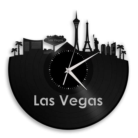 Las Vegas Skyline Vinyl Wall Clock Vinyl Vinyl Ts Clock