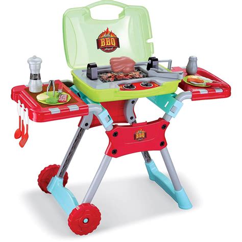 Pretend Barbeque Grill Kids Toy Kitchen Bbq Play Set With Sounds