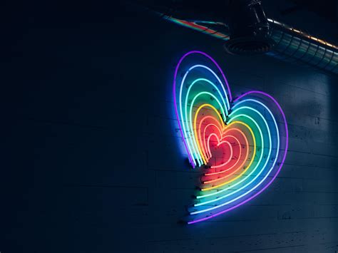 Wallpaper Heart Neon Lighting Wall Hd Widescreen High Definition