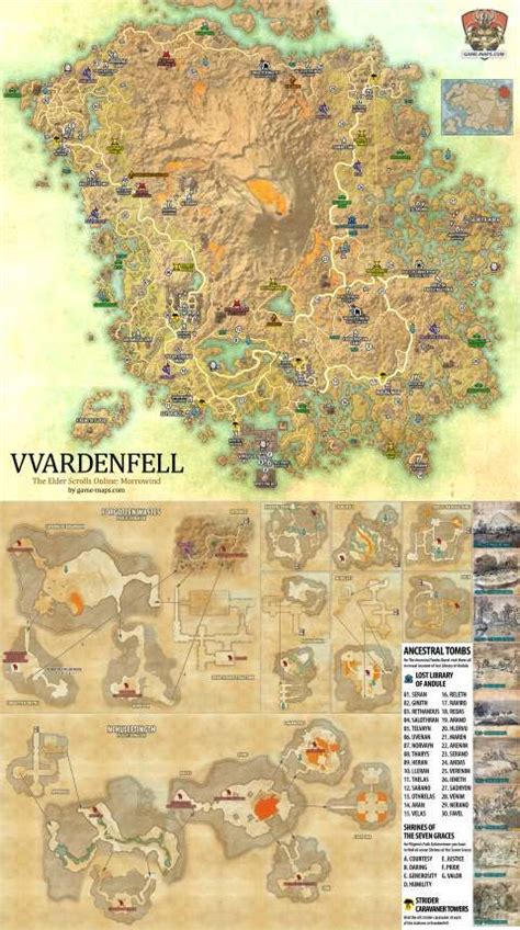 Eso Vvardenfell Public Dungeon Locations Map Of Vvardenfell In