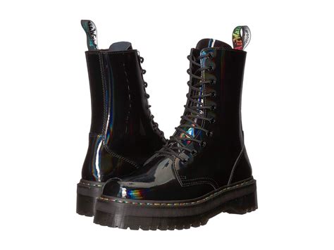 Tonal rubberized trim and signature yellow topstitching at welt. Dr. Martens Leather Jadon Hi Rainbow Patent in Black - Lyst