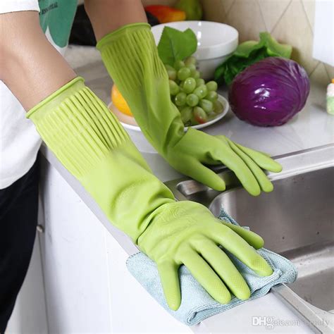 Long Latex Rubber Gloves Home Waterproof Gloves Protective Thin Section Dishwashing Durable