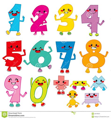 Funny Cartoon Numbers Stock Vector Illustration Of Color