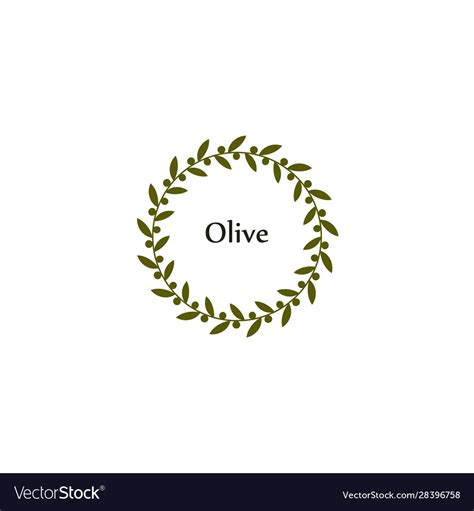 Isolated Round Green Olive Branch Logo Royalty Free Vector