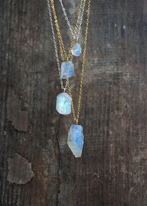 Raw Moonstone Necklace Moonstone Crystal Jewelry June Birthstone Gift