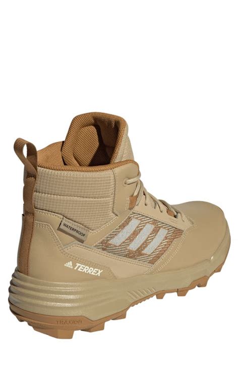 Adidas Originals Adidas Mens Terrex Unity Leather Mid Rain Rdy Hiking Boots In Beigeblack