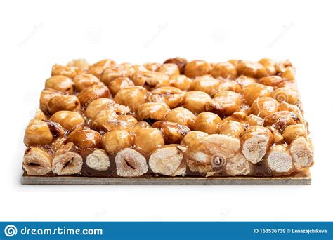 Italian Hazelnut Brittle Isolated On White Background Stock Image