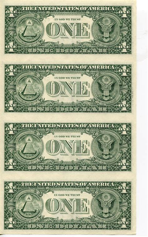1995 4 Uncut Us One Dollar Bills In Folder Schmalz Auctions