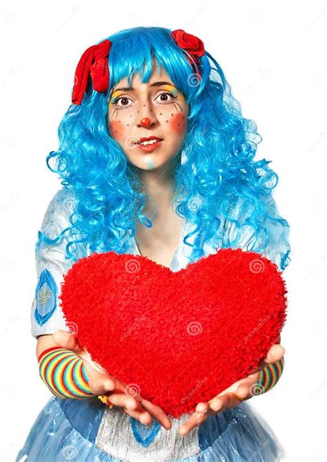Clown Girl Holding Heart Stock Image Image Of Clown 28862447