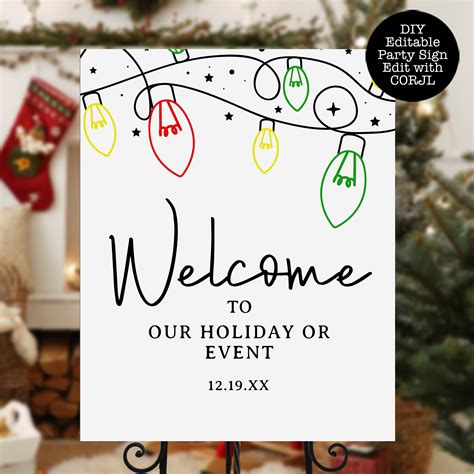 Christmas Welcome Signs Printable Welcome Sign Instant Etsy