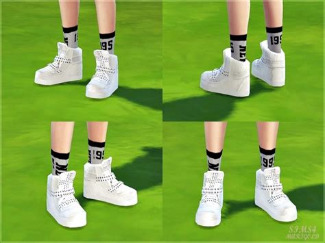 Female Cross Stud High Top Sneakers At Marigold Sims 4 Updates