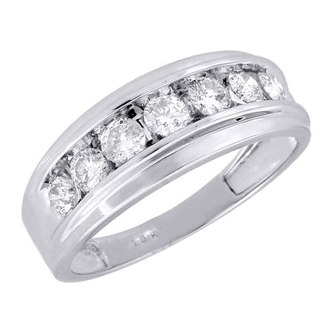 K Mens White Gold Stone Diamond Engagement Ring Wedding Band Ctw