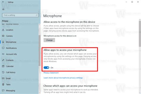Disable App Access To Microphone In Windows 10