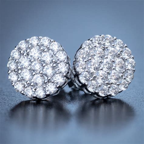 Magical, meaningful items you can't find anywhere else. Mens Round Silver Diamond Cluster Earrings
