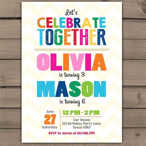 Joint Birthday Party Invitations Templates