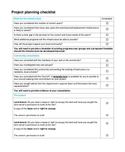 Free Project Checklist Samples Templates In Excel Pdf Ms Word