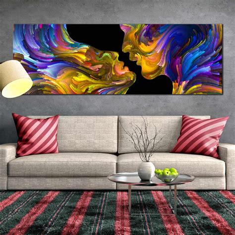 Panoramic Wall Art Human Kissing Mind Colorful Abstract 1