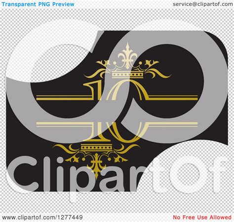 Clipart Of A Black And Gold Label With Luxury Crowns And