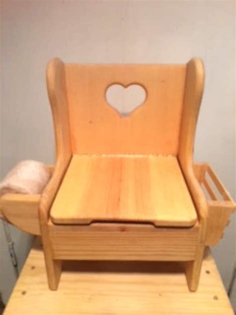 Wooden Potty Chair Old Fashioned Classic Style Wood With Tp Etsy