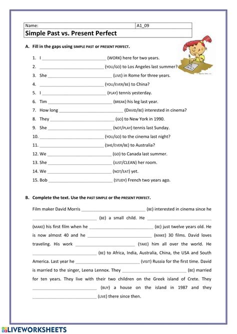 The Simple Past And Present Perfect Worksheet For Grade Students To Practice English