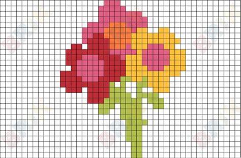 Flowers Pixel Art Pixel Art Pixel Art Pattern Tiny Cross Stitch