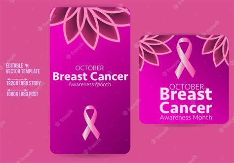 Premium Vector Breast Cancer Social Media Post And Story Template Design Collection Editable