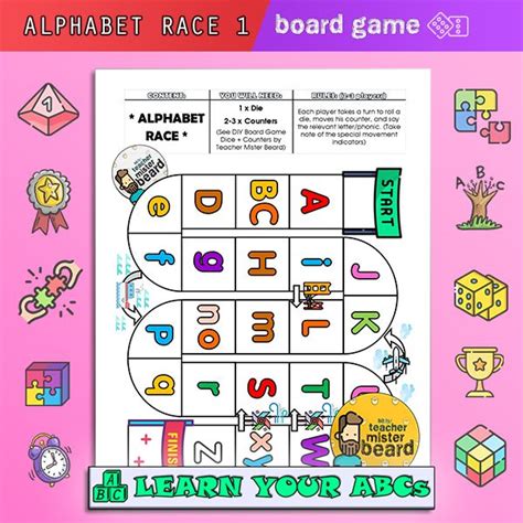 Abc Alphabet Board Game Alphabet Race 1 Printable Freebie Board