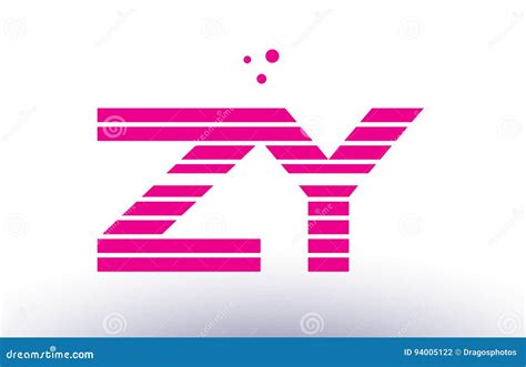 Zy Z Y Pink Purple Line Stripe Alphabet Letter Logo Vector Template Stock Vector Illustration