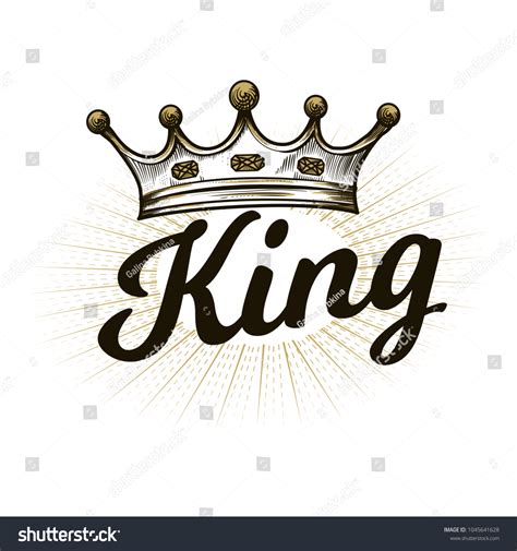 Hand Drawn Crown King Typography Vintage Stock Vector Royalty Free