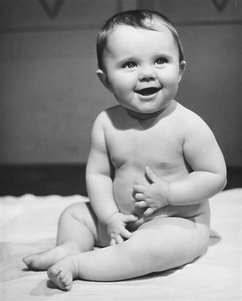 Naked Baby Boy 6 9 Months Sitting On Blanket B W