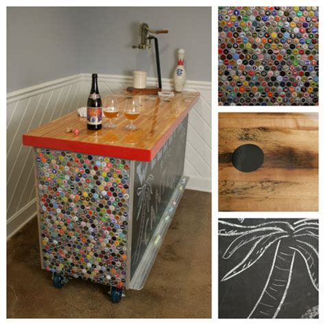 I using them on and old table to transform it into a wonderful beer cap table top with bar top finish! Bottle Cap Bar Using Huge Bottle Cap Collection