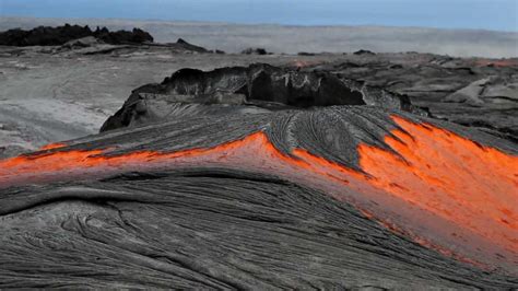 Rivers Of Molten Lava High Up Pulama Pali Kilauea Volcano Hawaii
