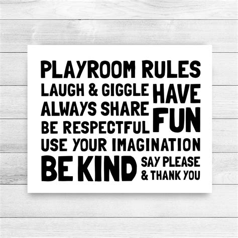 Playroom Rules Printable Art Playroom Decor Monochrome Kids Etsy